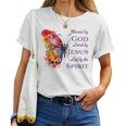 Blessed By God Loved By Jesus Butterfly And Flowers Women T-shirt