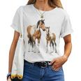 Buckskin Paint Quarter Horse Pinto Mare & Foal Women T-shirt