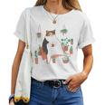 Calico Cat With Pot Plants Cat Lover For Mom Women Women T-shirt