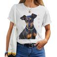 Damen Miniatur Pinscher Hund Mama Papa Liebe Welpe Haustier Mit-Ausschnitt T-shirt Frauen