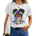 Little Miss Kindergarten Graduation Messy Bun Black Girls Women T-shirt
