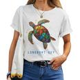 Longboat Key Fl Florida Souvenir Vintage Tribal Sea Turtle Women T-shirt