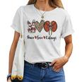 Peace Love Kidneys Leopard Dialysis Nurse Kidney Awareness Women T-shirt