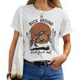 Retro Cowboy Bucking Horse Buck Around And Find Out Western Women T-shirt