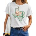 Vintage Texas Home State Map Pride Cactus Texan Retro Rodeo Women T-shirt