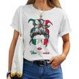 Viva Mexico Messy Bun Cinco De Mayo Mexican Girls Women T-shirt