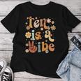 10 Year Old Girl Birthday Groovy 10 Ten Is A Vibe Boho Women T-shirt Funny Gifts