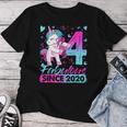 4 Years Old Flossing Unicorn 4Th Birthday Girl Party Women T-shirt Unique Gifts