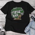 414 Milwaukee Area Code African American Woman Afro Women T-shirt Unique Gifts