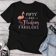 50Th Birthday Flamingo Fifty Flocking Fabulous Women T-shirt Personalized Gifts