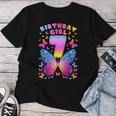 7Th Birthday Girl 7 Years Butterfly Number 7 Women T-shirt Funny Gifts