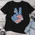 American Flag Peace Sign Hand 4Th Of July Women Women T-shirt Personalized Gifts