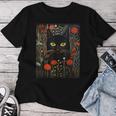 Cat Lover Cat Art Cat With Flowers Floral Cat Women T-shirt Funny Gifts