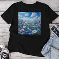 Cute Blue Floral Flowers Blossom Field Women T-shirt Funny Gifts