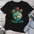 Cute Earth With Floral Earth Day Happy Earth Day 2024 Women T-shirt Unique Gifts