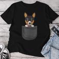 Damen Ratten-Terrier Mama Papa Hund In Der Tasche Süßes Lustiges Mit-Ausschnitt T-shirt Frauen Lustige Geschenke