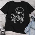 Damen Süßes I Love My Dog Ich Liebe Meine Hund Outfit Hunde Mama Mit-Ausschnitt T-shirt Frauen Lustige Geschenke