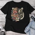 Floral Tiger Girls Flowers Tiger Face For Tigers Lover Women T-shirt Funny Gifts