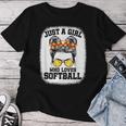 Girls Softball Fan Player Messy Bun Softball Lover Women T-shirt Funny Gifts