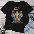 Happy Holi Festival India Hindu Colors Spring Woman Elephant Women T-shirt Unique Gifts