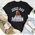 Jesus Has Rizzen Christian Meme Novelty Jesus Christ Women T-shirt Unique Gifts