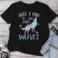 Just A Girl Who Loves Wolves Watercolor Cute Wolf Lover Women T-shirt Personalized Gifts