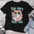 Maman Chat Telle Mère Telle Fille Fête Idée Cadeau Humour T-shirt femme Cadeaux drôles