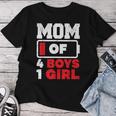 Mom Of 4 Boys And 1 Girl Battery Low Mother's Day Women T-shirt Personalized Gifts