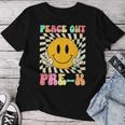 Peace Out Prek Retro Groovy Pre-K Graduation Class Of 2024 Women T-shirt Personalized Gifts