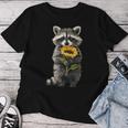 Raccoon Holding Sunflower Cute Flower Women T-shirt Funny Gifts