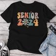 Retro Groovy Senior 24 Class Of 2024 Graduation Smile Grad Women T-shirt Personalized Gifts