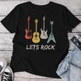 Lets Rock Rock N Roll Guitar Retro Sin Mangas Camiseta de mujer Regalos divertidos