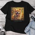 Shiranian Hund Garten Blumen Malerei Haustier Mama Papa T-shirt Frauen Lustige Geschenke