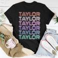 Taylor Girl Boy First Name Groovy Surname Retro Theme Text Women T-shirt Unique Gifts