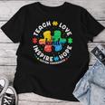 Teach Love Inspire Hope Be Kind Autism Awareness Month Women T-shirt Funny Gifts