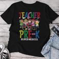 Teacher Of Pre K Superheroes Teacher New School Year Women T-shirt Personalized Gifts