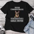 Never Underestimate An Old Woman With A German Sheperd Women T-shirt Unique Gifts