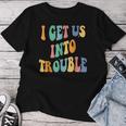 I Get Us Into Out Of Trouble Set Matching Couples Men Women T-shirt Funny Gifts