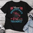Vintage Never Underestimate Girl Who Plays Trumpet Musical Women T-shirt Unique Gifts