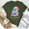 All Booked For Christmas Book Watercolor Tree Teacher Family Women T-shirt Funny Gifts