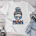 Autism Mum Messy Bun Cute Puzzle Autism Awareness Mum Gray T-shirt Frauen Lustige Geschenke