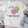 With Bin Da Kann Losgehen Flamingo With Cocktail Champagne Motif Gray T-shirt Frauen Lustige Geschenke