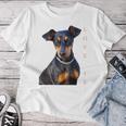 Damen Miniatur Pinscher Hund Mama Papa Liebe Welpe Haustier Mit-Ausschnitt T-shirt Frauen Lustige Geschenke