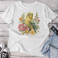 Damen Wellensittich Sittichogel Mama Papageiintage Blume Mit-Ausschnitt T-shirt Frauen Lustige Geschenke