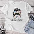 Daycare Teacher Life Messy Bun Hair Glasses Back To School Women T-shirt Personalized Gifts