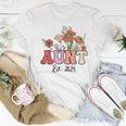 Flowers Groovy Retro Aunt Est 2024 New Aunt Pregnancy Women T-shirt Funny Gifts