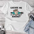 Is It August Yet Baby Boy Pregnancy Announcement Mom Women T-shirt Funny Gifts