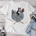 Cat Riding Chicken Tuxedo Cat On A Chicken Lover Women T-shirt Funny Gifts