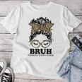 Leopard Messy Bun Bruh Formerly Known As Mom Women T-shirt Personalized Gifts