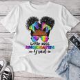 Little Miss Kindergarten Graduation Messy Bun Black Girls Women T-shirt Unique Gifts